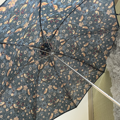 ウイリアムモリスの手作り日傘 49cm 8本骨 UV加工 傘・日傘