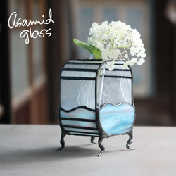 ステンドグラス バオバブの木 グリーンの葉っぱ ガラスのオブジェ