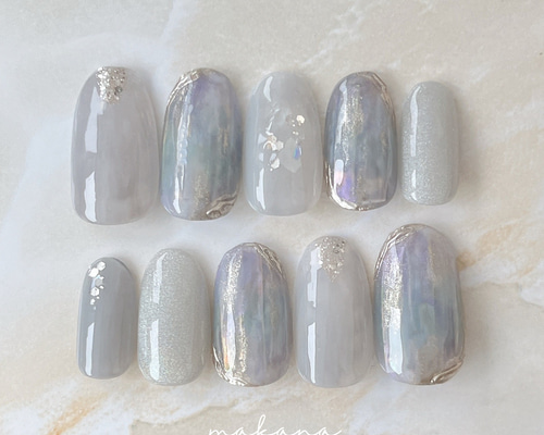 うるうるブルーのニュアンスネイル ネイルチップ（つけ爪