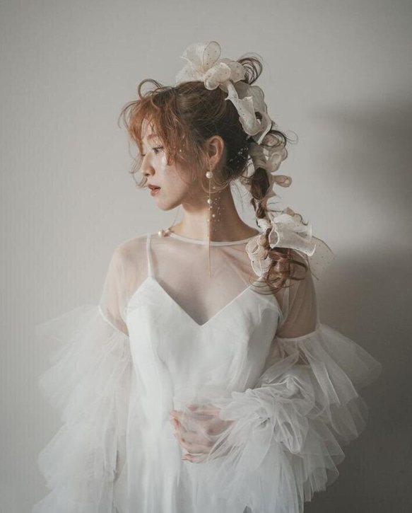 実例写真！抜群のおしゃれ見えカーディガン(ボレロ) ソフトチュール  