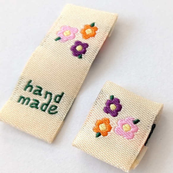 刺繍タグ（フラワー）18枚 折り込みタグ 幅15mm ab-517 ワッペン