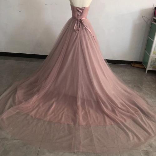 カラードレス ピンク ベアトップ 2次会/合コン キラキラチュール  