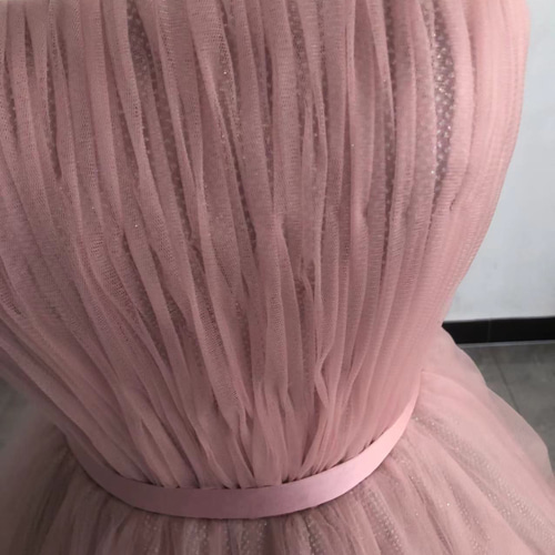 カラードレス ピンク ベアトップ 2次会/合コン キラキラチュール  