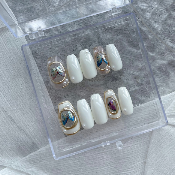 No.31】蝶々 ネイルチップ ワンホンネイル バタフライ 大人っぽ  