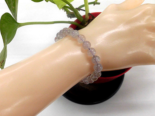 天然石 スーパーセブン8.0～8.3mm玉ブレスレット 内周：約17.3cm 　240101569