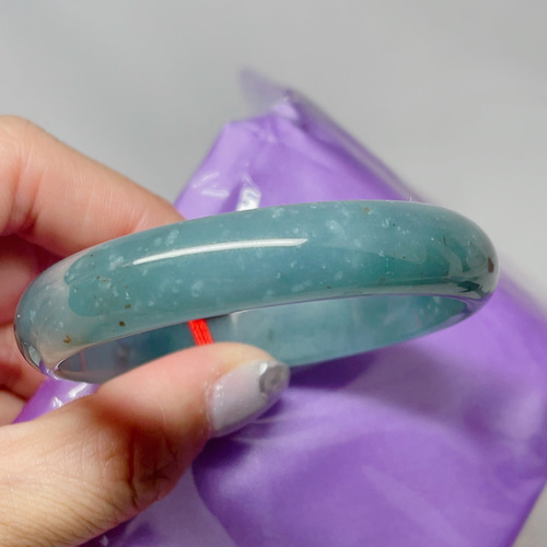新入荷】本翡翠保証‼️天然翡翠 藍水バングル 内径約55.7mm 鑑定書付
