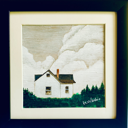 油彩画「森の中」原画フレーム入り