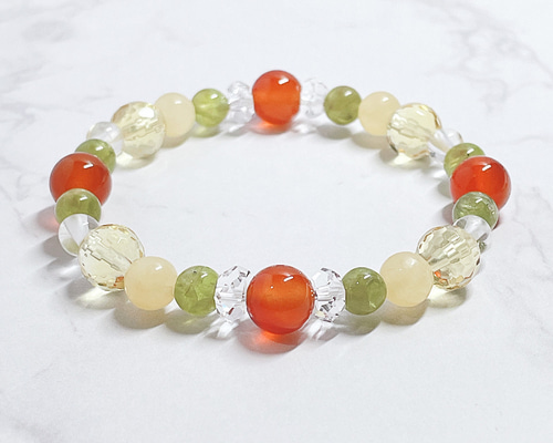 シトリン ペリドット ブレスレット ペリドット・シトリン・水晶 ブレスレット2 ｜ 天然石通販の4976堂