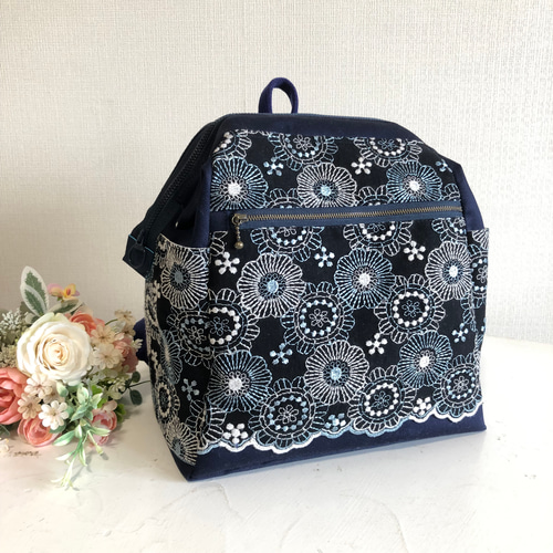 大人のリュック 紺系刺繍 リュック・バックパック tumugi 通販｜Creema 