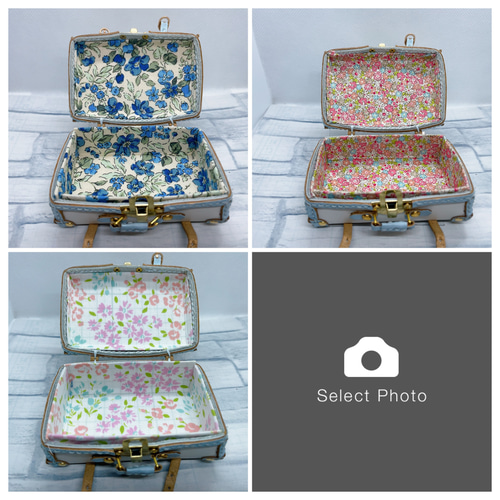 受注製作】本革1/6ドール用ミニチュア留め金付きトランク（白✖️薄い