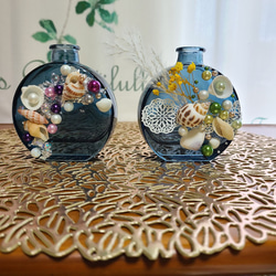花瓶の花　天然石と貝殻によるモザイクアート 花瓶の花 天然石と貝殻によるモザイクアート