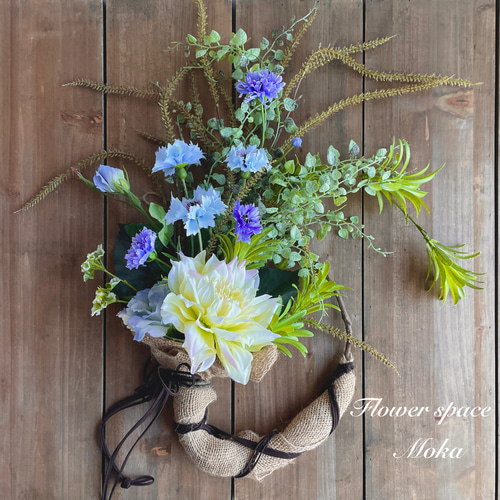 仏花、お供え花、造花　紫、ブルーのダリア、白マムアレンジ 楽天市場】【数量限定】仏花 造花 花束仏花 紫＆白 パープル