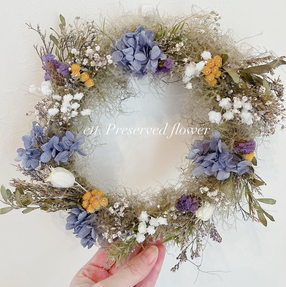 スモークツリーのハーフリース☆ドライフラワーリース