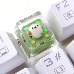 シマエナガさん キーキャップ（背景色グリーン）メカニカルキーボード