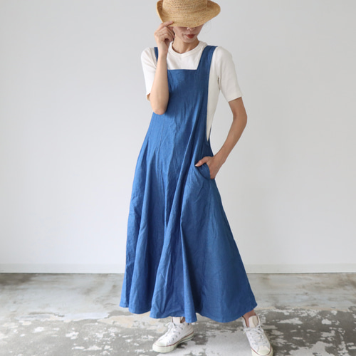 新品nest robe インディゴブルージャンパースカートエプロン