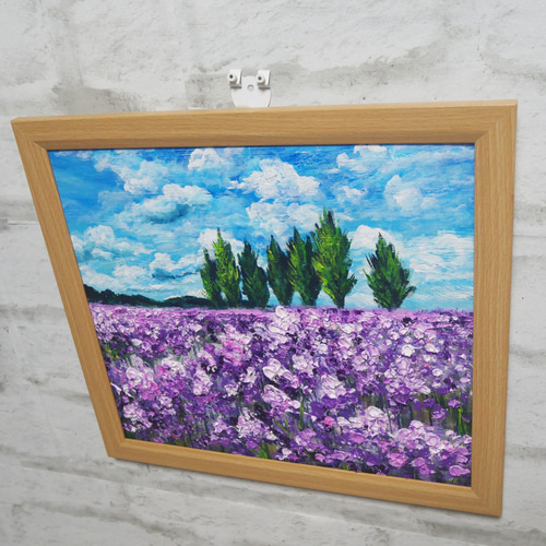 油絵 油彩 油彩画 絵 絵画【青空の下に咲くラベンダー】 絵画 HR