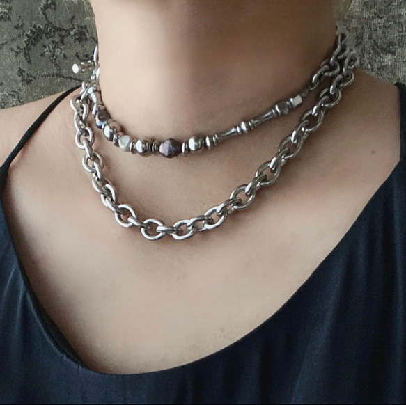 No.454レディースメンズチェーンネックレスブレスレット淡水パール  