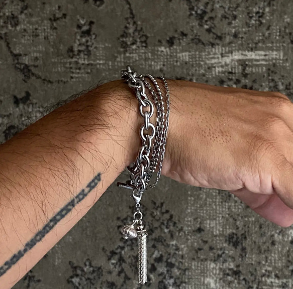 インディアンジュエリー  チェーン ブレスレット シルバー925 No.659メンズチェーンブレスレットナバホシルバー925チャーム