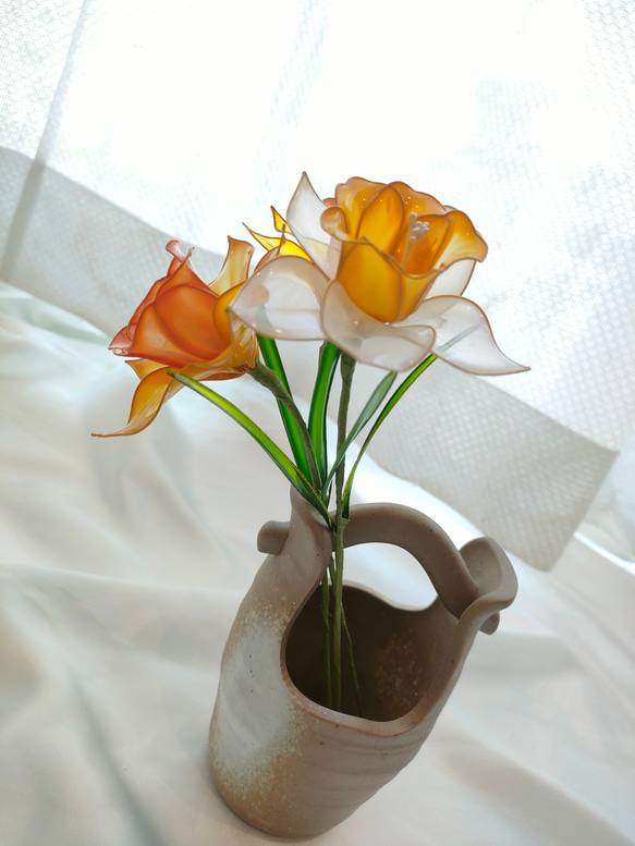 ラッパ水仙 2本 アメリカンフラワー アートフラワー m.m 通販