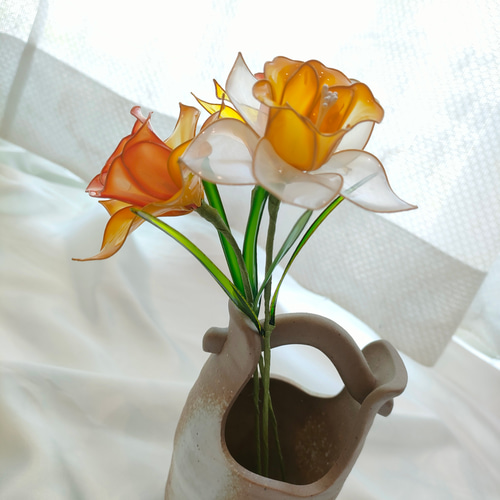 ラッパ水仙 3本 アメリカンフラワー アートフラワー m.m 通販