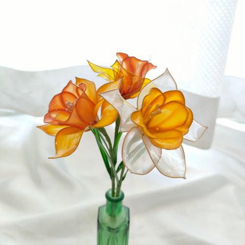 アメリカンフラワー ミニ水仙 他 #491 #ディップフラワー スイセンを