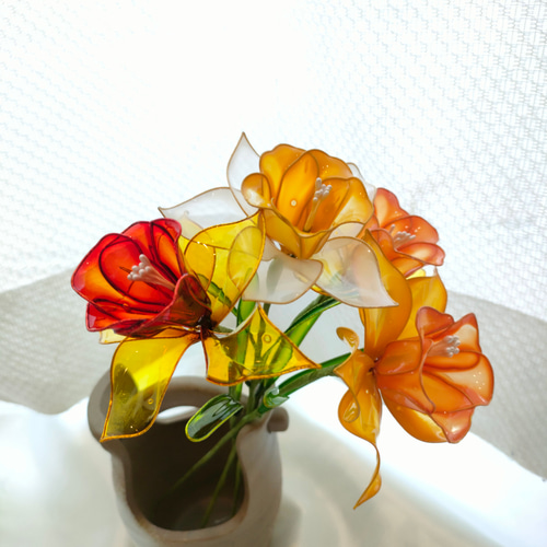 ラッパ水仙 3本 アメリカンフラワー アートフラワー m.m 通販