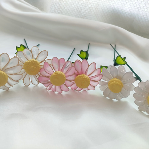 マーガレット 3本 アメリカンフラワー アートフラワー m.m 通販