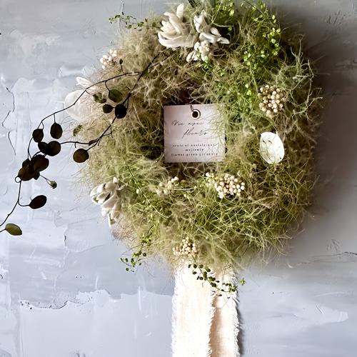 モクモク癒しのスモークツリーのリース《 A 》即日発送 ドライフラワー