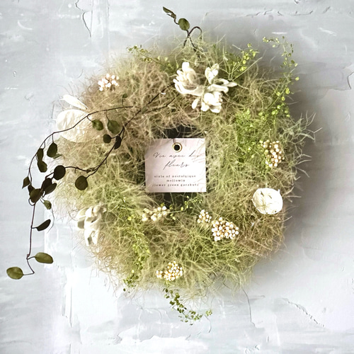 モクモク癒しのスモークツリーのリース《 A 》即日発送 ドライフラワー