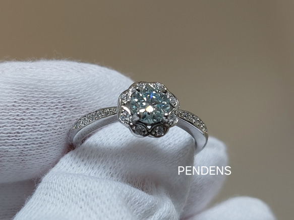 送料無料◆2024新品  ☆ギランギラン☆モアサナイトお花のリング0.5ct ブルー ダイヤ 指輪・リング