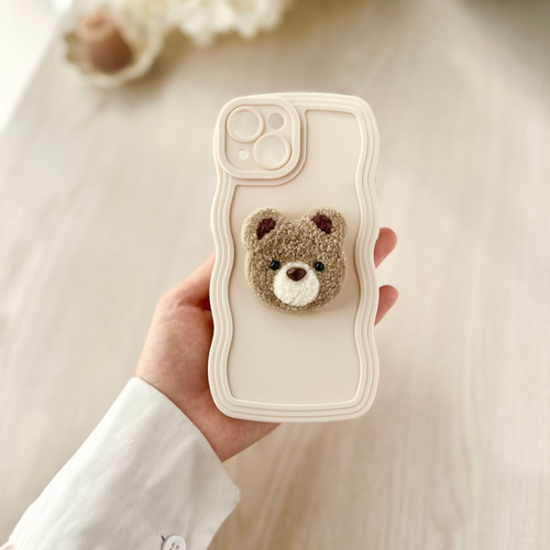 くまのスマホグリップ＊スマホリング＊スマホスタンド iPhoneケース