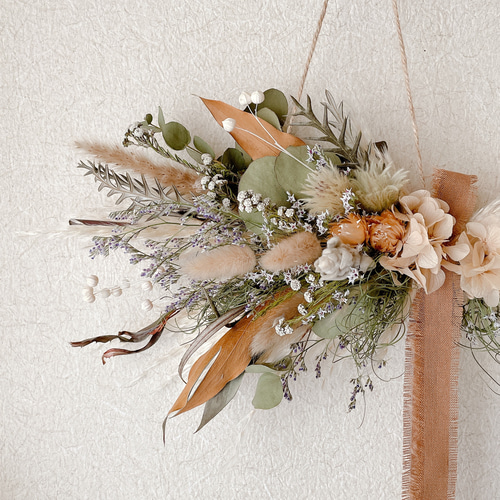 横向きスワッグ ナチュラル ドライフラワー 横長スワッグ スワッグ