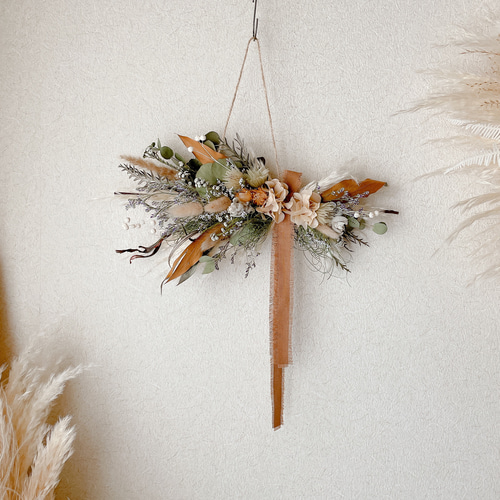 横向きスワッグ ナチュラル ドライフラワー 横長スワッグ スワッグ