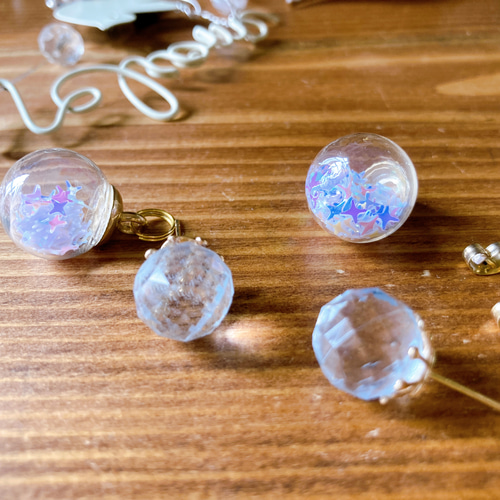 キラキラミラーボールピアス【2way】【夏】【キラキラ】NO.6 ピアス