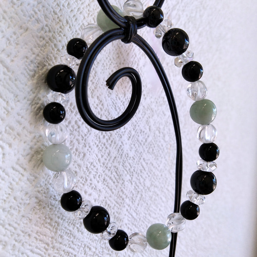 №194 オニキスと翡翠の最強ブレス カットクリスタルを合わせて