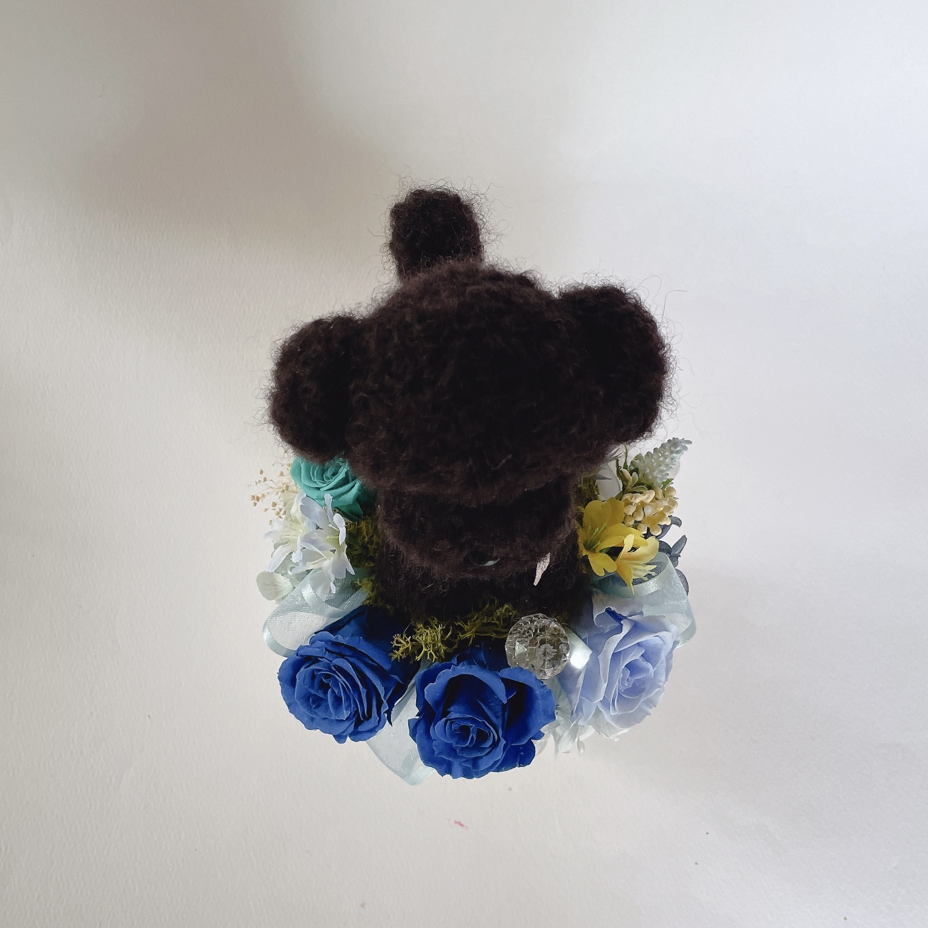 トイプードル（黒）のプリザーブドフラワーアレンジメント　ブルー　犬　母の日　花