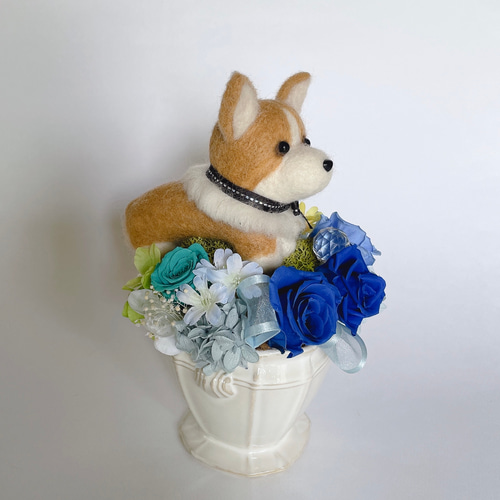 羊毛フェルト アレンジメント コーギー ハンドメイド コーギー