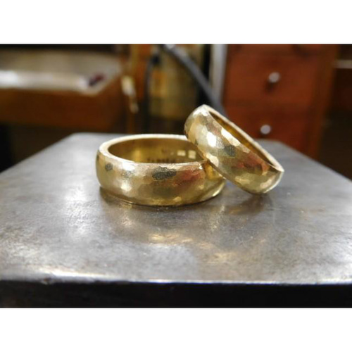 k18平甲丸槌目リング　鍛造　20号 18k ゴールド 結婚指輪 鍛造 手作り 18金 k18 太め 平甲丸 槌目