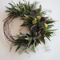 ユーカリとエリンジウムのハーフリース【ドライフラワー】【ユーカリ