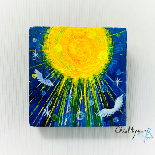 原画【日の輝き】 抽象画 太陽 SUN おひさま ブルー 青 おしゃれ 原画【日の輝き】 抽象画 太陽 SUN おひさま ブルー 青 おしゃれ