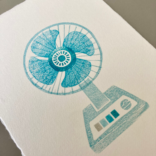 昭和の扇風機（ポストカード）1枚／版画・手漉き和紙 ポスト