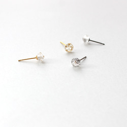 ヴィンテージクラックルストーンガラスの一粒ピアス/ノンホールピアス［クリア］サージカルステンレス/チタン/14KGF 9枚目の画像