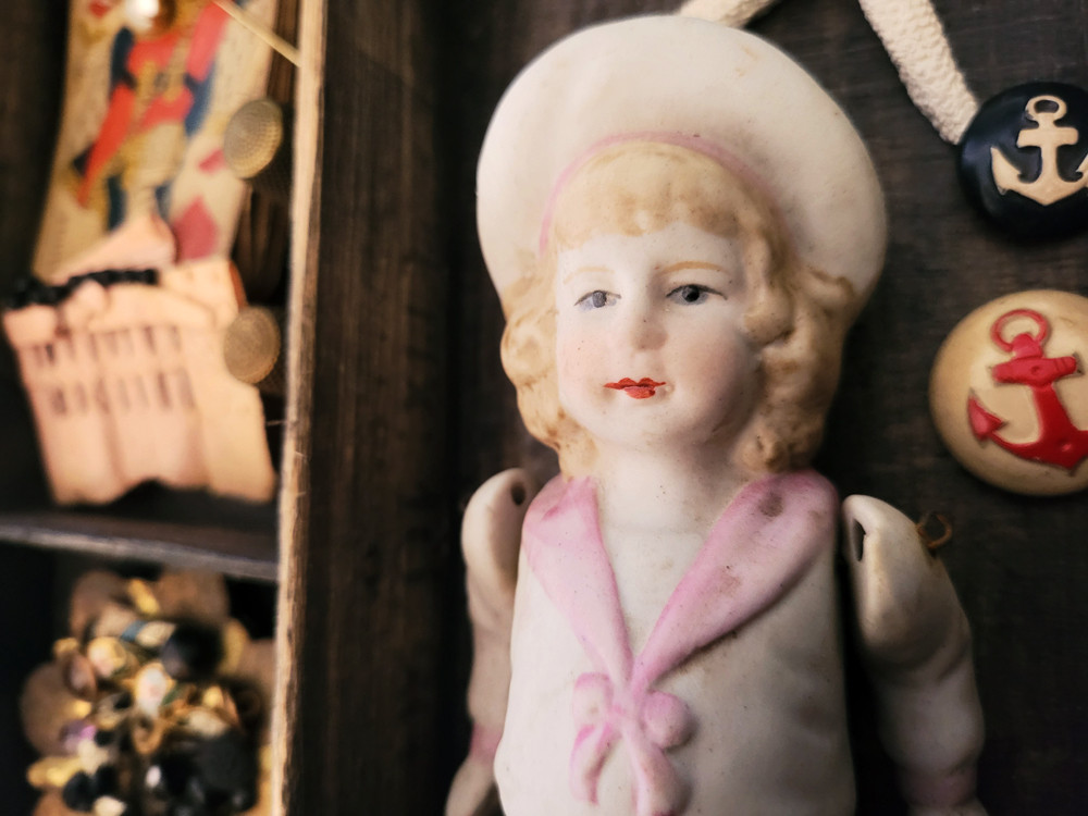 ドイツ 1910-1920年 ピンクセーラー服のビスクドール 4,964円