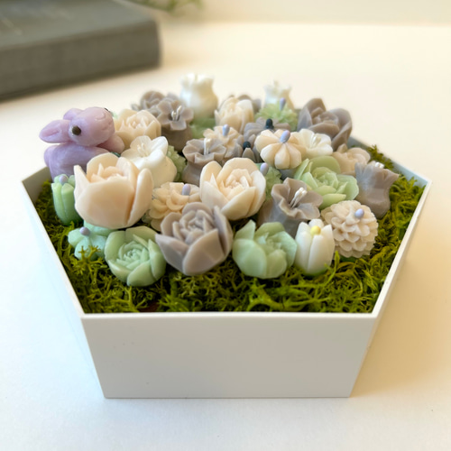 石鹸のお花とうさぎ』ソープカービング アレンジメント BOX