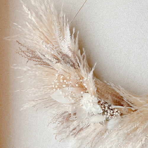 パンパスグラスのガーランド ホワイト ベージュ ドライフラワー 横長