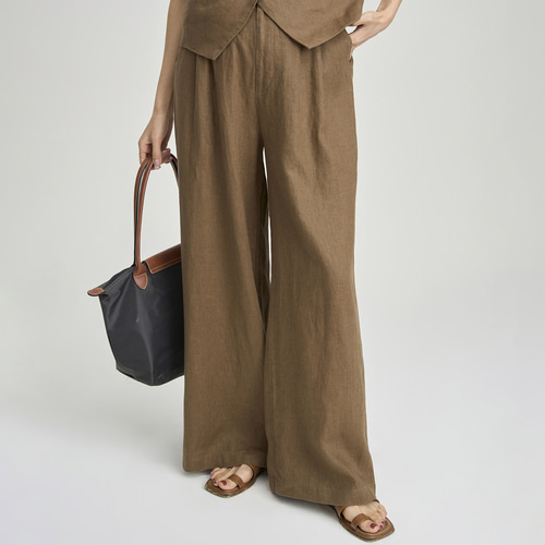 パンツ のハンドメイド♥リネン100％♥ストレートライン♥ワイド  