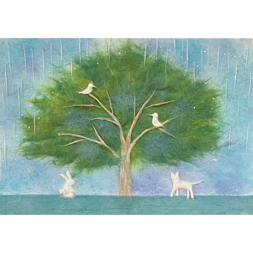 ちぎり絵】「竹林」(P10サイズ) （月刊おりがみのバックナンバー