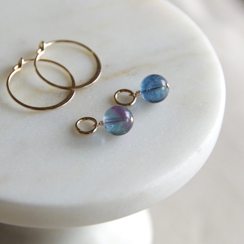 14kgf *フローライト×コーティングプレナイト×プレナイト【ピアス