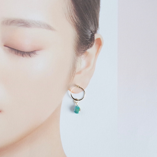 14kgf *フローライト×コーティングプレナイト×プレナイト【ピアス