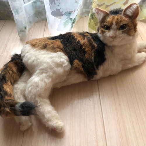 テトラポット　羊毛フェルトオーダー全身Mサイズ 羊毛フェルトうちの子オーダーミケ猫リアル猫猫人形